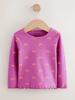Online Next Purple Rainbow Rib Long Sleeve T-Shirt (3mths-7yrs)