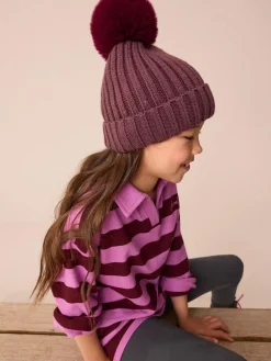 New Next Purple Rib Pom Beanie (3mths-16yrs)