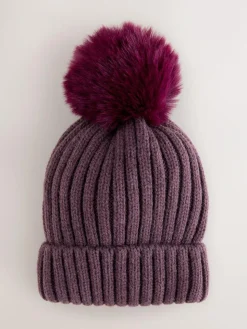 New Next Purple Rib Pom Beanie (3mths-16yrs)