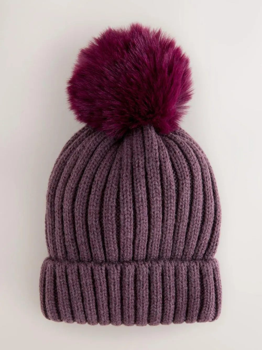 New Next Purple Rib Pom Beanie (3mths-16yrs)