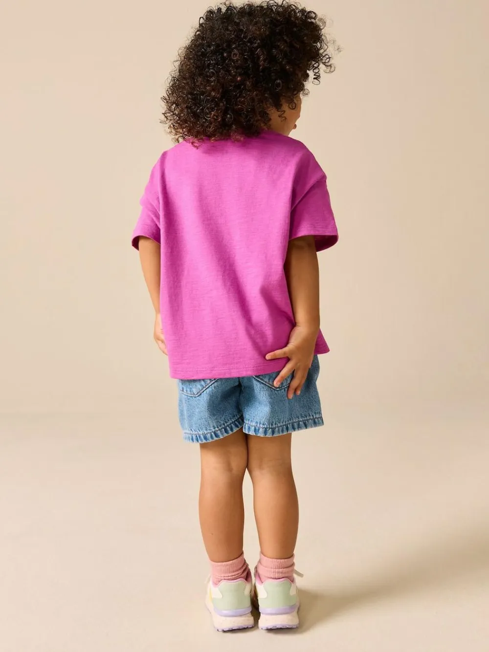 New Next Short Sleeve Heart Embroidered Top (3mths-7yrs) Purple