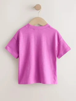 New Next Short Sleeve Heart Embroidered Top (3mths-7yrs) Purple