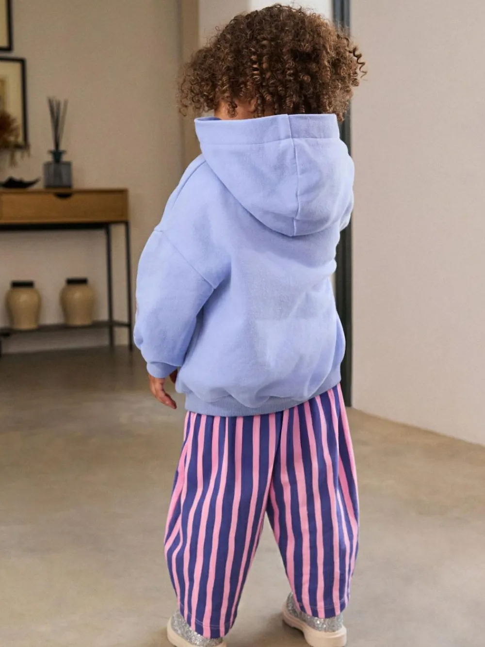 Next Purple Stripe Flower Hoodie & Barrel Leg Joggers Set (3mths-7yrs)^ Baby Girls|Sweatshirts & Hoodies