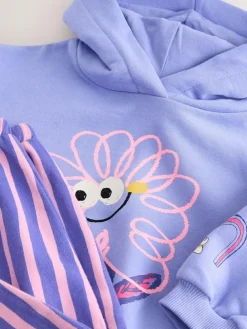 Next Purple Stripe Flower Hoodie & Barrel Leg Joggers Set (3mths-7yrs)^ Baby Girls|Sweatshirts & Hoodies