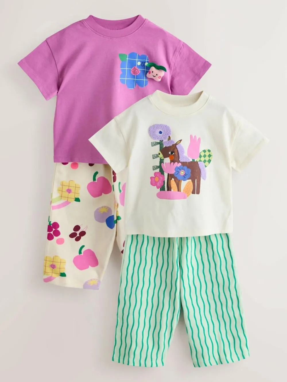 New Next Top & Trousers Set 2 Pack (3mths-7yrs) Purple/Green