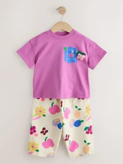 New Next Top & Trousers Set 2 Pack (3mths-7yrs) Purple/Green