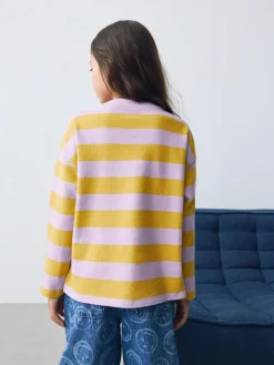 New Next Textured Long Sleeve Top (3-16yrs) Purple/Ochre Stripe