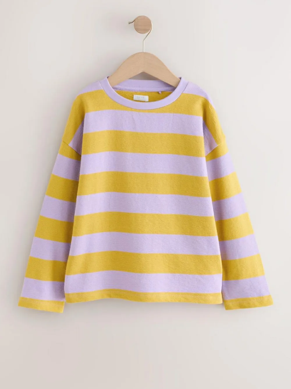 New Next Textured Long Sleeve Top (3-16yrs) Purple/Ochre Stripe