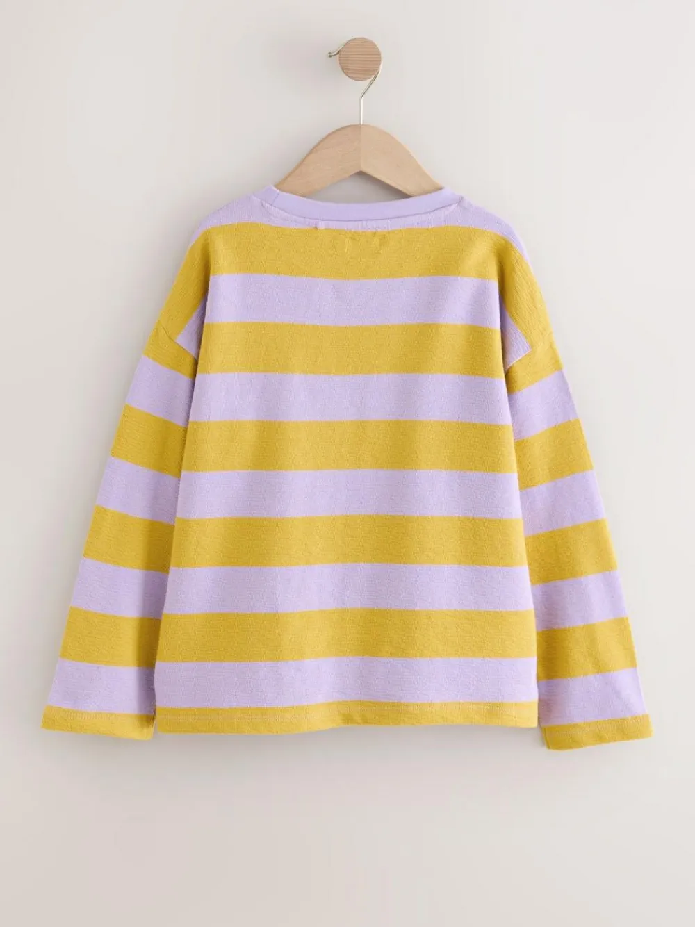 New Next Textured Long Sleeve Top (3-16yrs) Purple/Ochre Stripe