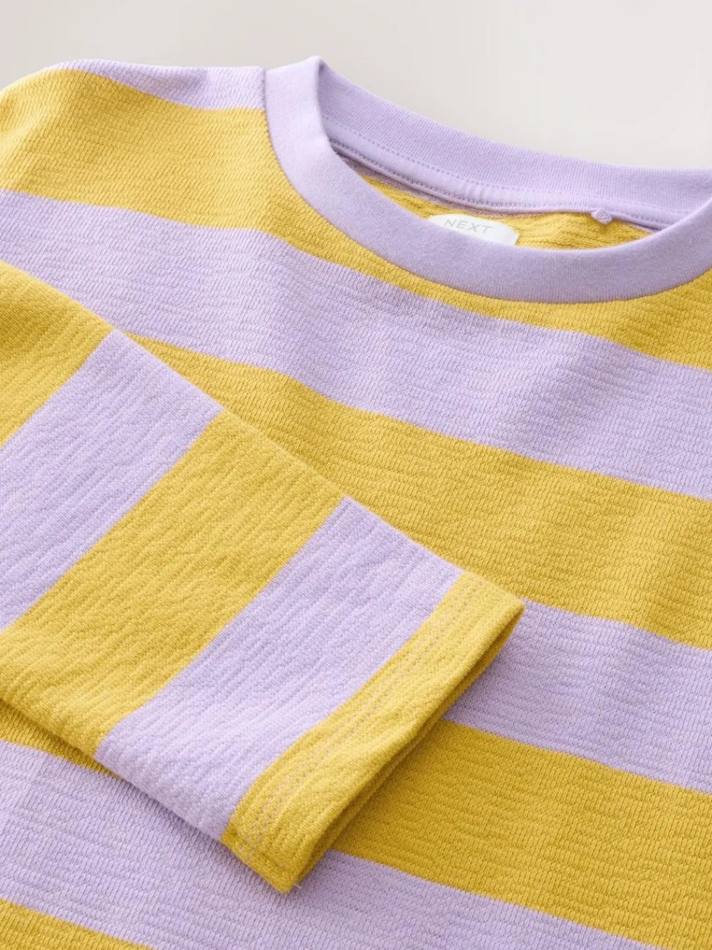 New Next Textured Long Sleeve Top (3-16yrs) Purple/Ochre Stripe