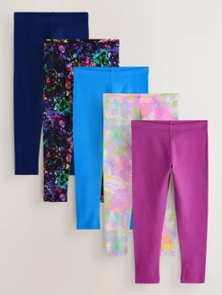 Online Next Purple/Splat Leggings 5 Pack (3-16yrs)