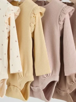 Discount Next Baby Long Sleeve Frill Bodysuits 4 Pack (0mths-2yrs) Purple/Yellow/Cream Ditsy