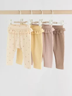 Best Next Purple/Yellow/Cream Ditsy Baby Leggings 4 Pack (0mths-2yrs)