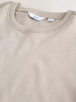 Next Putty Contrast Stitch Regular Fit Heavyweight T-Shirt^ Tops & T-Shirts