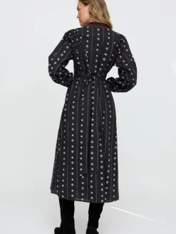 Best Raffya Black Ocean Elasticated Back Embroidered Maxi Dress