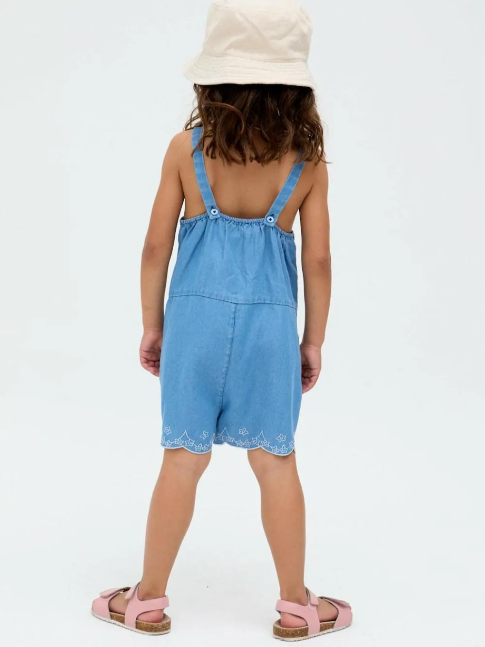 Best Raffya Blue Rachel Embroidered 100% Cotton Romper