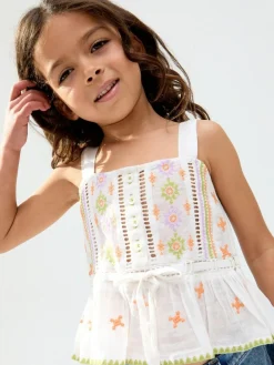 Raffya Cream Penny 100% Cotton Vest^ Vests