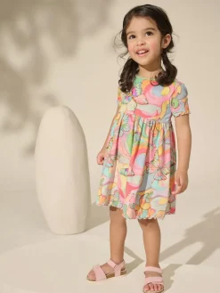Hot Next Rainbow Butterfly Ribbed Jersey Dress (3mths-7yrs)
