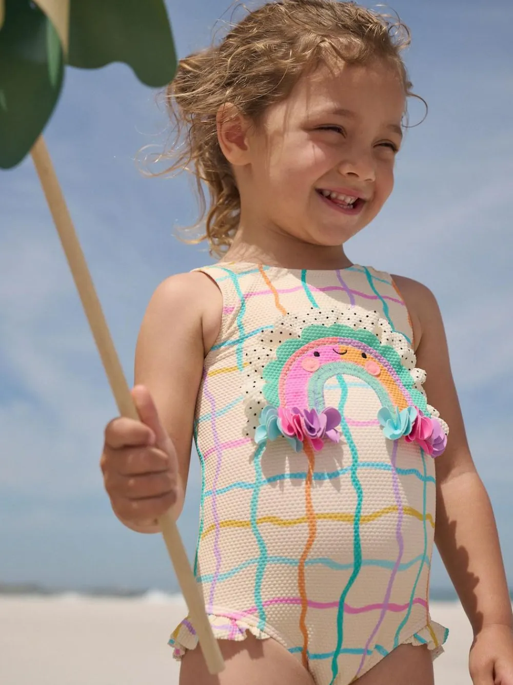 Next Frill Leg Swimsuit (3mths-7yrs) Rainbow Check