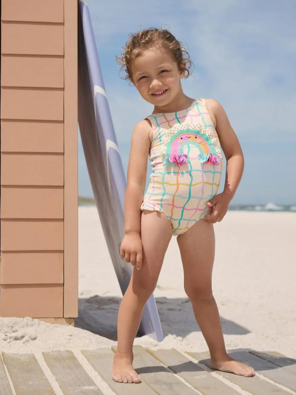 Next Frill Leg Swimsuit (3mths-7yrs) Rainbow Check