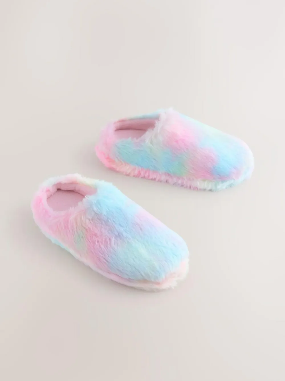 Next Faux Fur Mule Slippers Rainbow