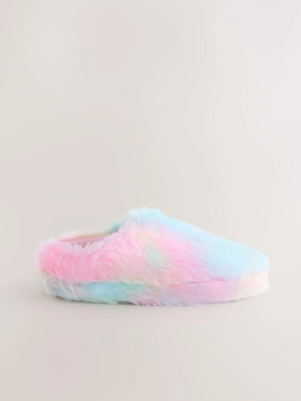 Next Faux Fur Mule Slippers Rainbow
