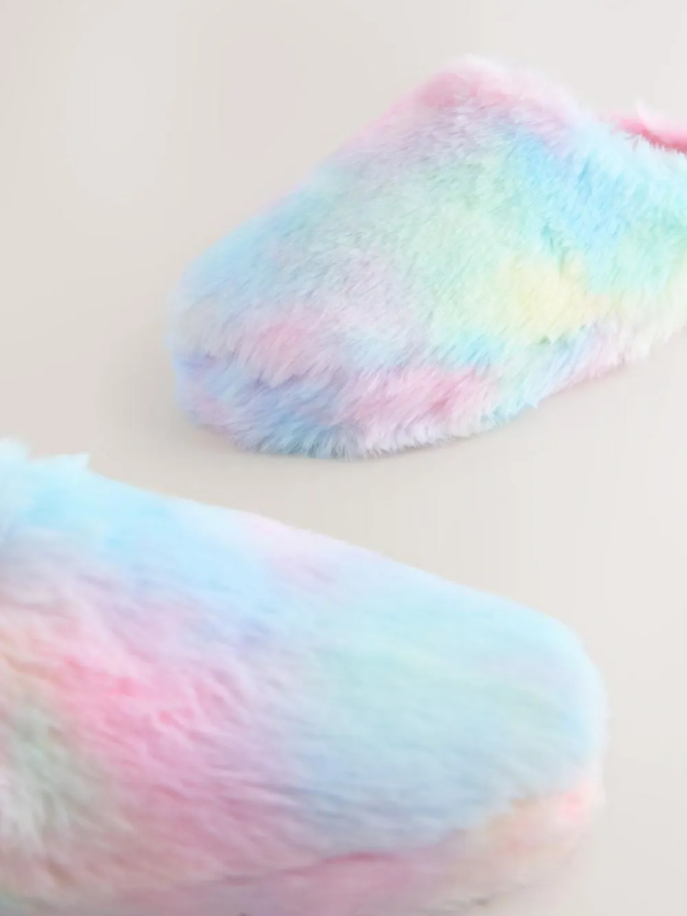 Next Faux Fur Mule Slippers Rainbow