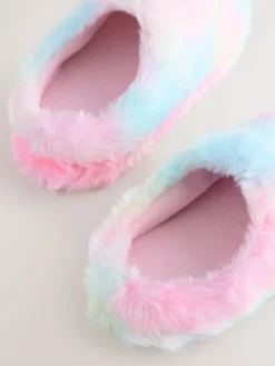 Next Faux Fur Mule Slippers Rainbow