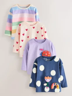New Next Long Sleeve Tops 4 Pack (3mths-7yrs) Rainbow