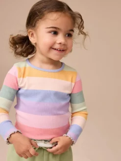 Next Rainbow Rib Long Sleeve T-Shirt (3mths-7yrs)^ Baby Girls|Baby Girls