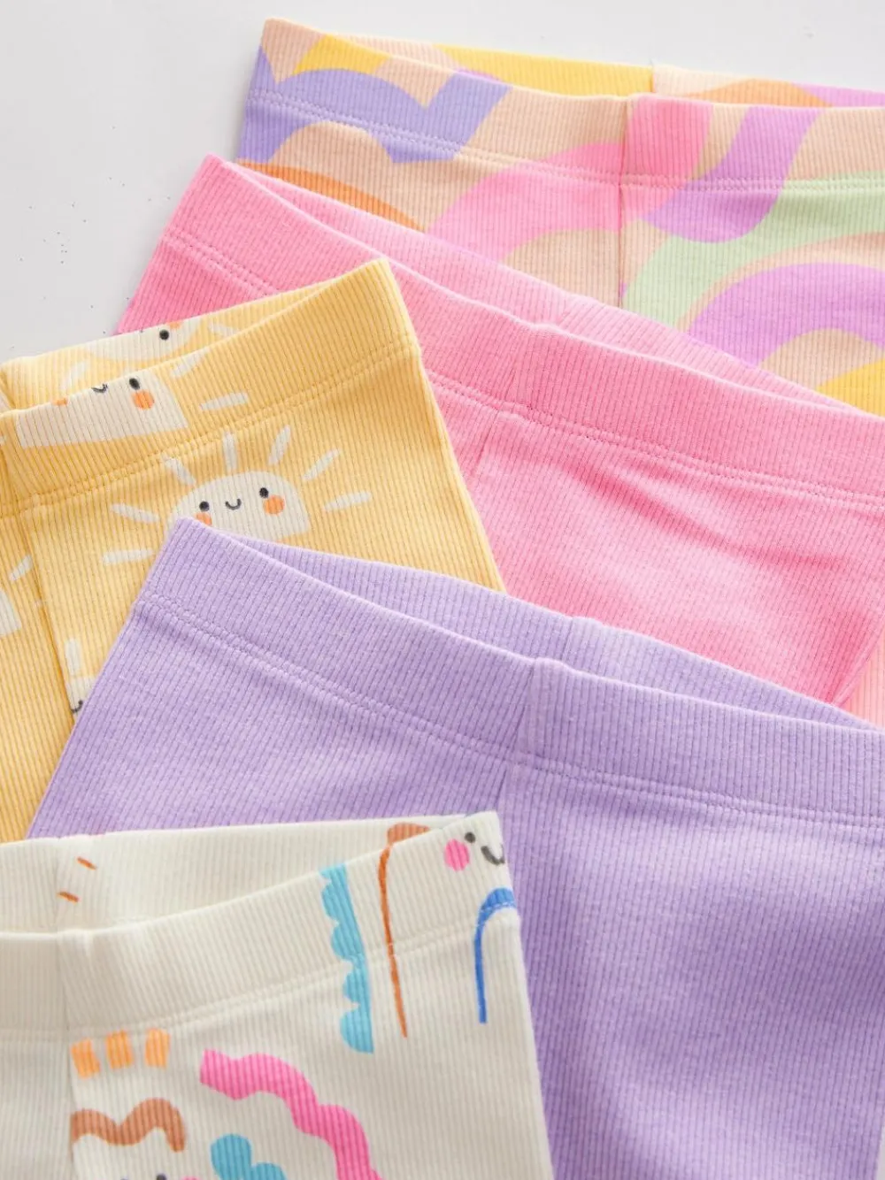 Next Rainbow Ribbed Cycle Shorts 5 Pack (3mths-7yrs)^ Baby Girls|Baby Girls