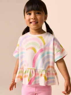 New Next Rainbow Short Sleeve Peplum T-Shirt (3mths-7yrs)