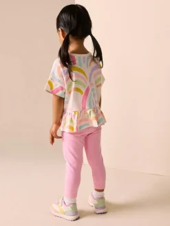 New Next Rainbow Short Sleeve Peplum T-Shirt (3mths-7yrs)