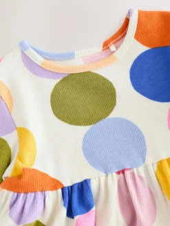Next Rainbow Spot Long Sleeve Ribbed Dress (3mths-7yrs)^ Newborn Clothing|Baby Girls