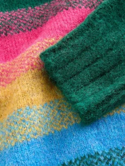 New Next Crew Neck Jumper With Wool Rainbow Stripe