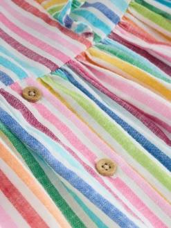 Next Rainbow Stripe Double Ruffle Sleeve Dress (3mths-8yrs)^ Baby Girls|Dresses
