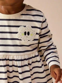 Next Rainbow Stripe Long Sleeve Embellished Dress (3mths-7yrs)^ Dresses|Dresses