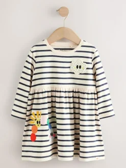 Next Rainbow Stripe Long Sleeve Embellished Dress (3mths-7yrs)^ Dresses|Dresses