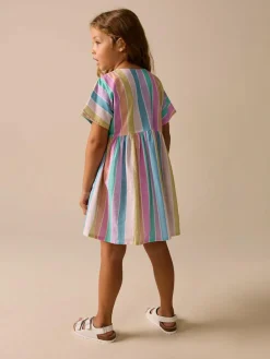 Next Stripe Short Sleeve Button Through Dress (3-16yrs)^ Dresses