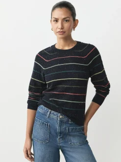 Clearance Next Rainbow Stripe Soft Touch Crew Neck Cotton Rich Jumper