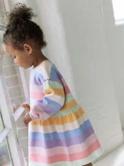 Next Rainbow Striped Sweat Dress (3mths-7yrs)^ Knitwear & Sweaters|Knitwear