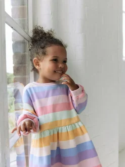 Next Rainbow Striped Sweat Dress (3mths-7yrs)^ Knitwear & Sweaters|Knitwear