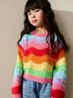 Next Rainbow Wavy Stripe Jumper (3-16yrs)^ Nightwear|Knitwear & Sweaters