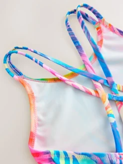 Next Rainbow Zebra Double Strap Swimsuit (3-16yrs)^ Swimwear|Swimwear