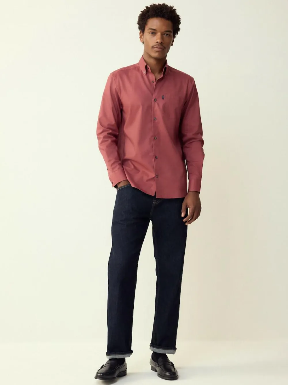 Sale Next Raspberry Pink Regular Fit Button Down Easy Iron Oxford Shirt