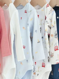 Next Red Baby London Long Sleeve Bodysuits 5 Pack^BOY Bodysuits & Vests|Vests