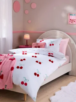 Next Red Cherry Poms Printed Polycotton Duvet Cover and Pillowcase Bedding Set^ Childrens Bedding|Bedsets & Duvet Covers