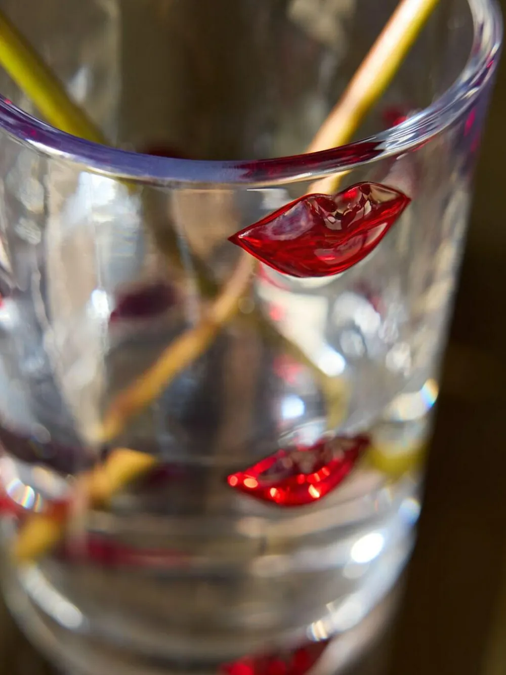 Sale Next Red/ Clear 3 Dimensional Lips Glass Vase