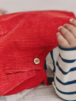New Next Red Cord Dungarees and Bodysuit Set (0mths-2yrs)