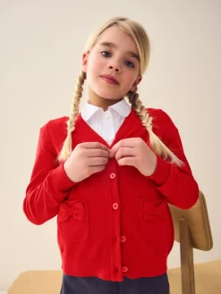 Next Cotton Rich Bow Pocket School Cardigan (3-16yrs)^ Knitwear & Sweaters|Knitwear